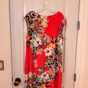 Orange floral print sleeveless dress with shrug from Chico’s, size 2 (12)